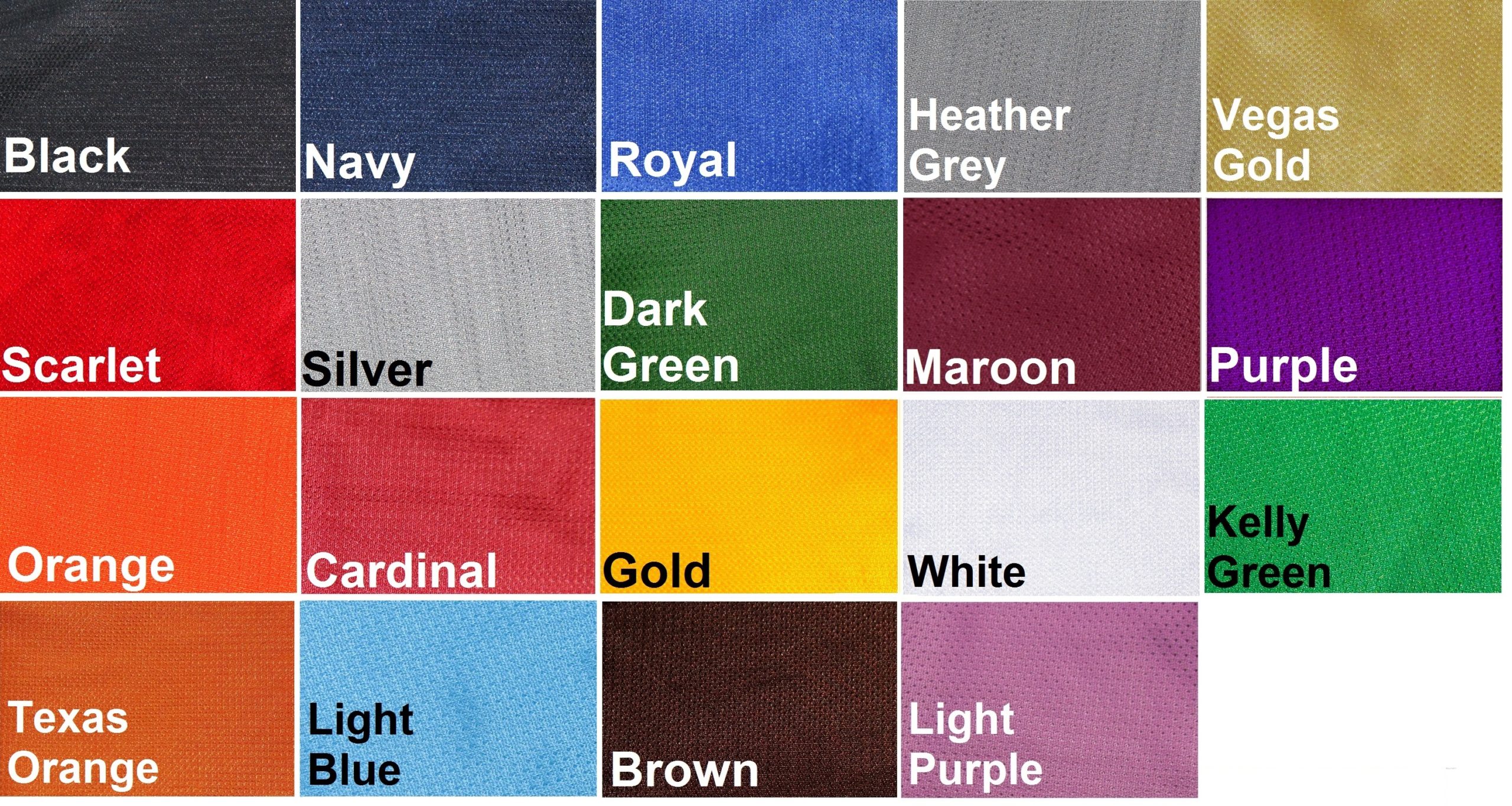 412A Adult Nylon Short Color Swatches | Dodger Industries